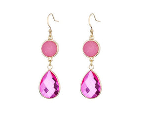 Oorbellen glaskralen roze